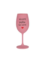 NEJLEPŠÍ SESTŘE NA SVĚTĚ - růžová sklenice na víno 350 ml NEJLEPŠÍ SESTŘE NA SVĚTĚ - růžová sklenice na víno 350 ml