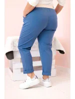 Dámské bavlněné kalhoty Plus Size s páskem džínovina