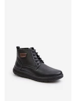 Pánské zateplené boty na zip šněrovací černé Hlimena