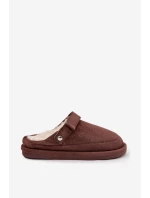 Dámské pantofle s páskem Vyhřívané s kožešinkou Čokoládové Rilena