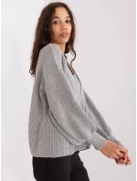 Šedý dámský dvoudílný komplet - top a svetr (8019)