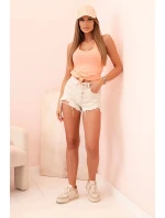 Dámská top na ramínkách z bavlny s kulatým výstřihem lososová