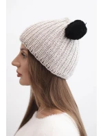 Dámská zimní čepice vlněná s bambulí K433 béžová