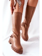 Vysoké hnědé boty s řetězem Teardown