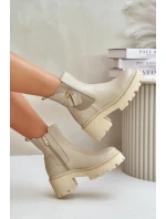 Zazoo 60490 Kožené Zateplené Botky S Dekorací Světle Béžové