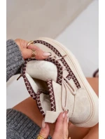 Dámské sněhule s výšivkou na platformě světle béžové Naleris