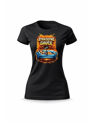 Dámské bavlněné tričko s potiskem - STRÁŽKYNĚ GAUČE - černé