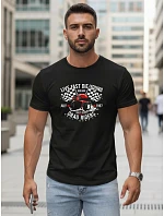 Pánské bavlněné tričko s potiskem automobilů černé FashionStreet NX5087R Pánské bavlněné tričko s potiskem automobilů černé FashionStreet NX5087R