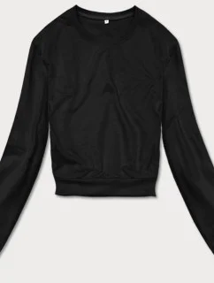 Tenká krátká černá dámská tepláková mikina (8B938-3)