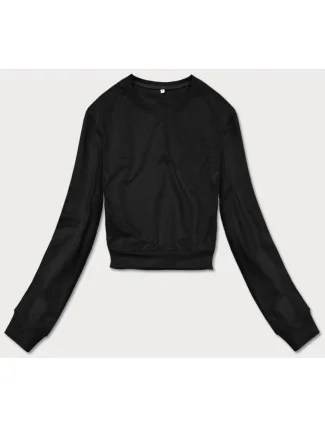 Tenká krátká černá dámská tepláková mikina (8B938-3) Tenká krátká černá dámská tepláková mikina (8B938-3)