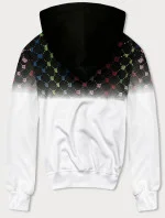 Černo-bílá pánská rozepínací mikina s barevným potiskem (8B989-1) Černo-bílá pánská rozepínací mikina s barevným potiskem (8B989-1)