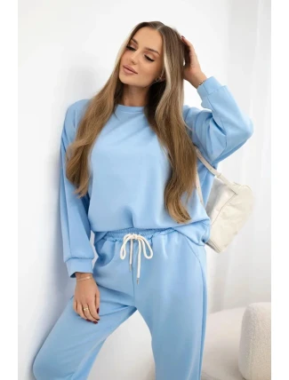 Komplet máslová látka teplákové + kalhoty modrý