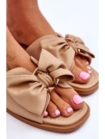 Dámské kožené pantofle s mašlí Béžové Becky