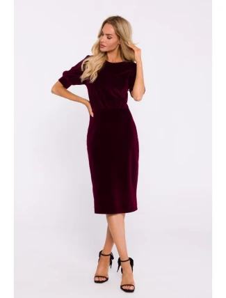 M827 Sametové pouzdrové šaty - bordó M827 Sametové pouzdrové šaty - bordó