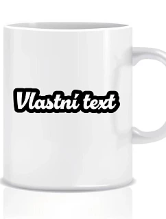 Personalizovaný klasický bílý keramický hrníček 300 ml s vlastním textem s obrysem