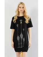 Dámské domácí šaty s krátkým rukávem Žirafy Dámské domácí šaty s krátkým rukávem Žirafy