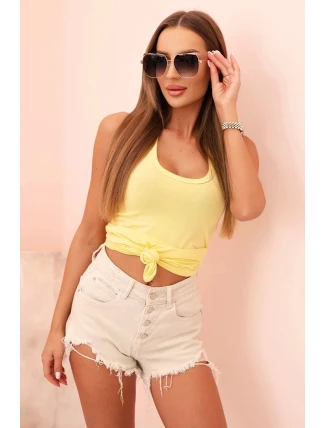 Dámská tílko z bavlny s kulatým výstřihem žlutá