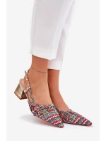 Sandály Na Podpatku S Pletením A Špičatými Nosy Multikolor Resterri