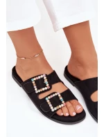 Sandály S Přezkami Na Ploché Podpatky Černé Tovira