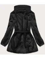 Černá kožešinová bunda se stojáčkem (GSQ2228)