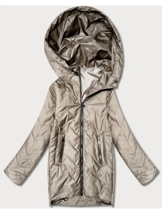 Lekka kurtka damska pikowana z kapturem Goodlookin beżowa (B8588-12)