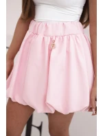 Dámská viskózová sukně balónová s gumou v pase cukrově růžová