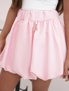 Dámská viskózová sukně balónová s gumou v pase cukrově růžová