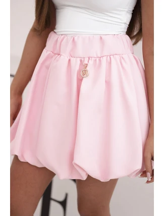 Dámská viskózová sukně balónová s gumou v pase cukrově růžová