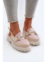 Dámské sandály na ploché podrážce s ozdobou béžové D&A MR38-656