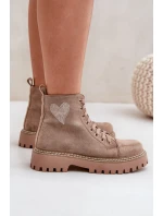 Dámské Botky S Lesklým Srdcem Tmavě Béžové Nariri