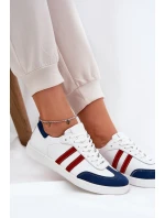 Zazoo N1068 Kožené Nízké Tenisky Dámské Bílá-Námořnická Modrá