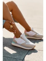 Semišové Dámské Tenisky Big Star RR274A047 HI-POLY SYSTEM Béžovo-Bílé