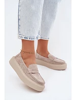 Mokasiny z přírodního semiše na platformě Vinceza Béžové