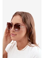 Bezrámečkové sluneční brýle typu cat-eye s UV filtrem 400 hnědo-modré