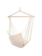 BRAZILSKÁ ZÁVĚSNÁ SEDAČKA HAMAK 100x50 cm PŘÍRODNÍ S VSTŘÍCNÝM PUSHEM BÍLÁ