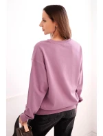 Dámská mikina z pružné bavlny basic s kulatým výstřihem tmavě růžová