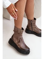 Zazoo 60369 Dámské Kožené Kotníkové Boty Na Platformě Tmavě Béžové Zazoo 60369 Dámské Kožené Kotníkové Boty Na Platformě Tmavě Béžové