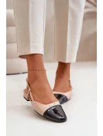 Lakované baleríny na nízkém podpatku s otevřenou patou béžové Kairael