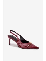 Lakovane Lodičky Na Jehlovém Podpatku Se Zlatou Sponou Bordové Vivae