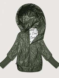 Dámská tenká bunda s pletenými manžetami Goodlookin v barvě khaki (B8575/B6099-11)