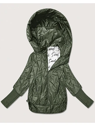 Dámská tenká bunda s pletenými manžetami Goodlookin v barvě khaki (B8575/B6099-11) Dámská tenká bunda s pletenými manžetami Goodlookin v barvě khaki (B8575/B6099-11)