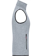 Daiber JN 773 Dámská pletená fleecová vesta se stojáčkem 02.0773 light grey melange/red