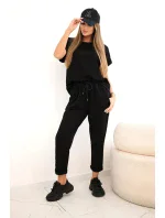 Bavlněný komplet halenka + kalhoty černý