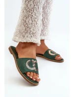 Dámské Ploché Žabky S Cekulemi S.Barski KV27-052 Zelené Dámské Ploché Žabky S Cekulemi S.Barski KV27-052 Zelené