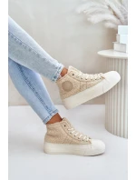 Zateplené Dámské Tenisky S Kožíškem Typu Beránek Big Star OO274A444 Béžové