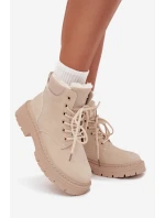 Dámské zimní boty s kožíškem na zip světle béžové Tharika