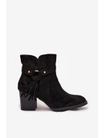 Dámské kozačky na podpatku s třásněmi Černé Rosabella