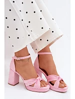 Dámské sandály na podpatku s imitací semiše růžové Rosetta