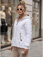 Dámská prošívaná přechodová bunda s kapucí, bílá, FashionStreet TY5781