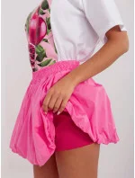 Růžová dámská mini sukně typu bublina s gumou v pase (2547)